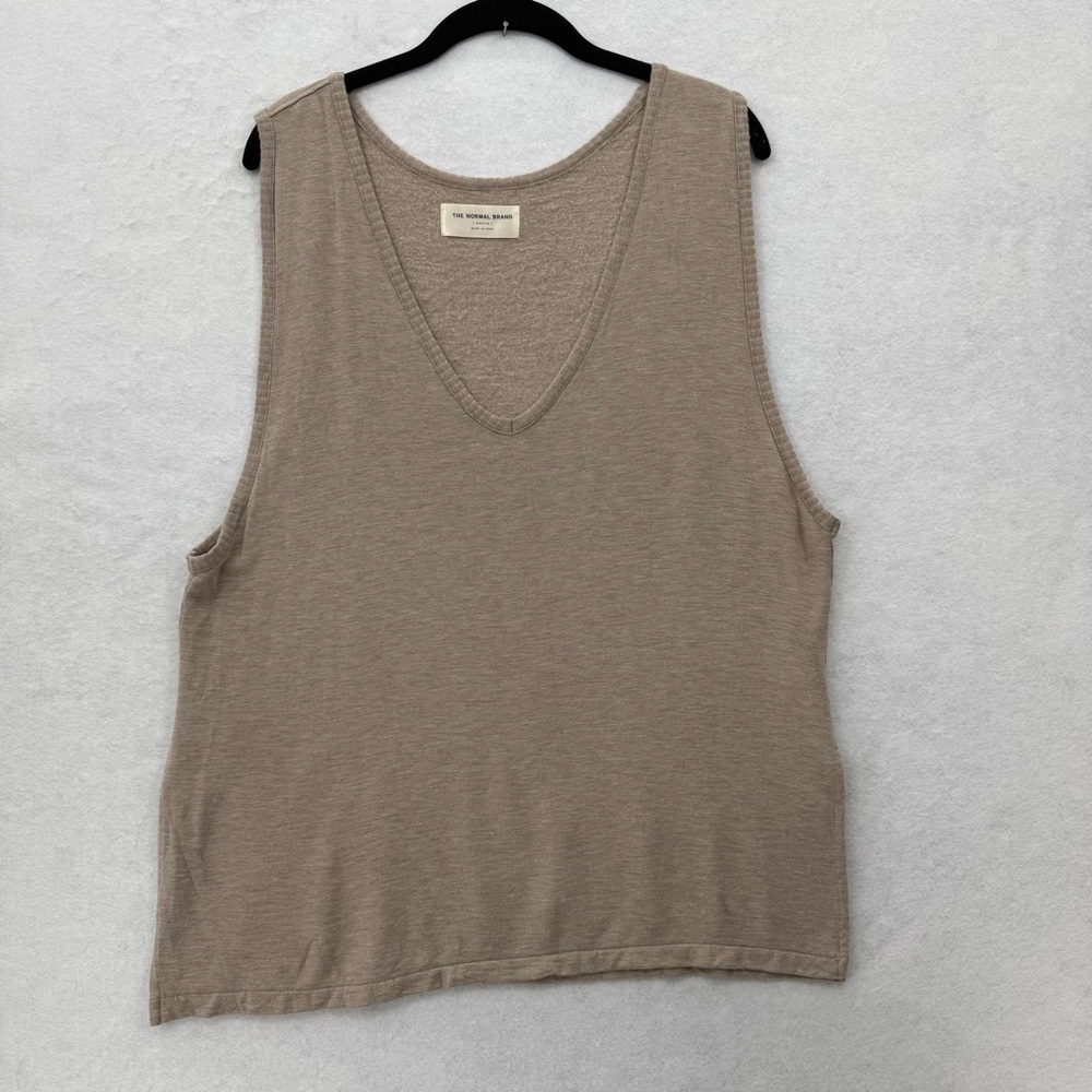 The Normal Brand Malakos Knit‎ Lounge Tank Top Medium Taupe